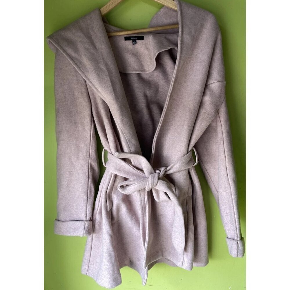 Vintage Blashe Women’s Sz L Over Coat Womens Blush Pink Polyester Hoodie Tie